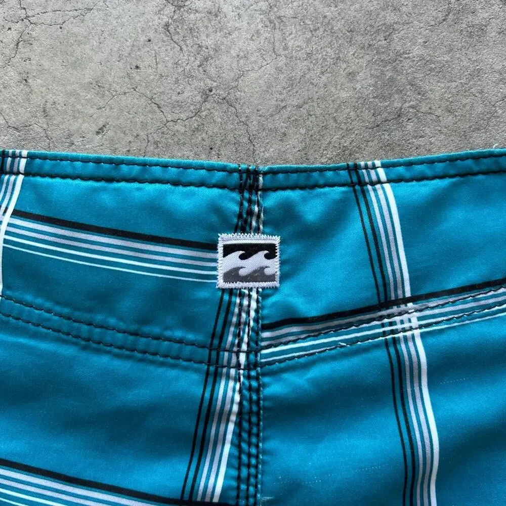 Vintage baggy grail plaid teal billabong board short swimsuit